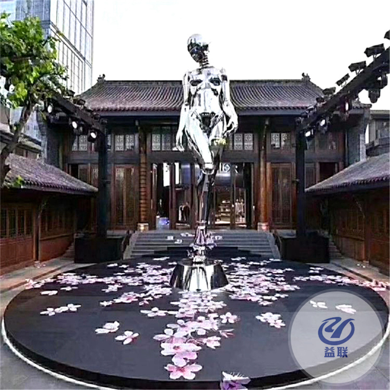 定制大型不銹鋼戶外雕塑廣場(chǎng)金屬廊架抽象鐵藝鏡面熊園林景觀擺件