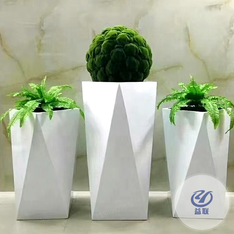 戶外玻璃鋼組合花箱售樓處花槽別墅庭院市政商場(chǎng)美陳落地花盆加工
