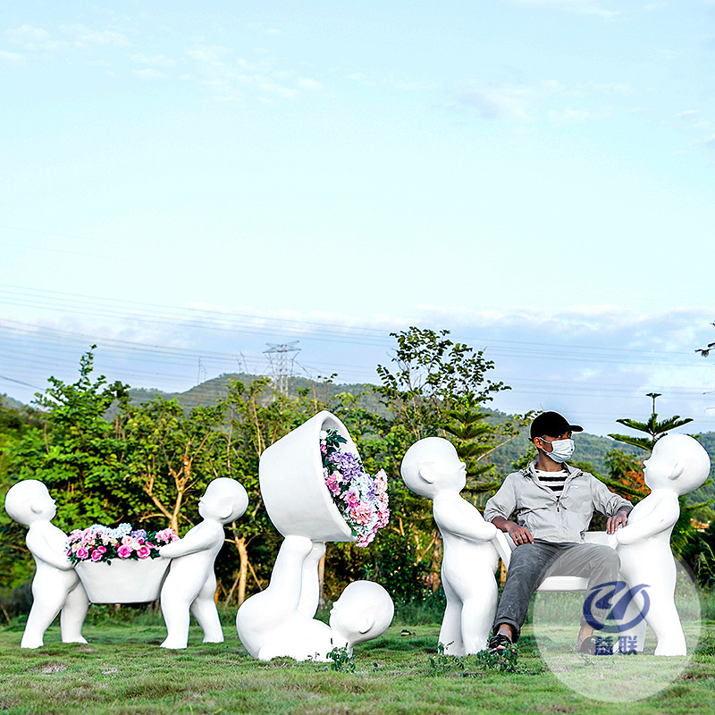 玻璃鋼凳子花盆大型商場創(chuàng)意心形座椅戶外公園裝飾美陳雕塑座凳